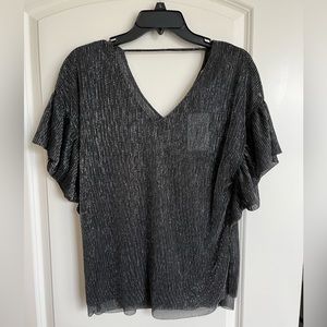 NWT black & shimmery silver dressy top. Size small. Brand is Davi & Dani.